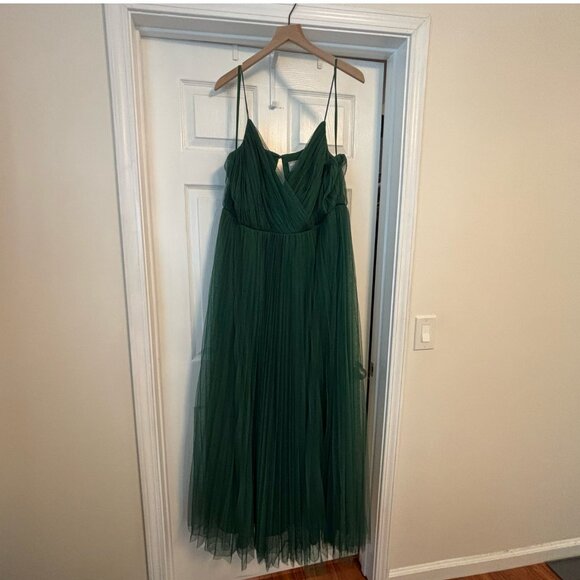 ASOS DESIGN Curve cami pleated tulle maxi dress - Forest Green - SZ 18 - Picture 6 of 12